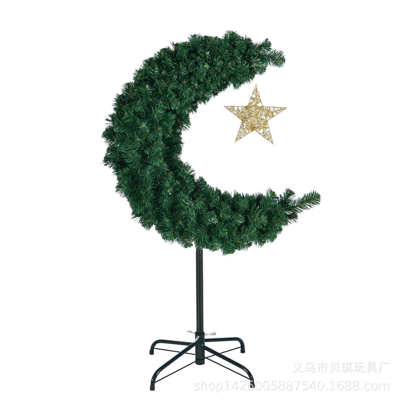 

Cross-border Hot-selling Crescent Tree Moon Tree Christmas Ornament Creative Holiday Ornament Green Leaf Festival