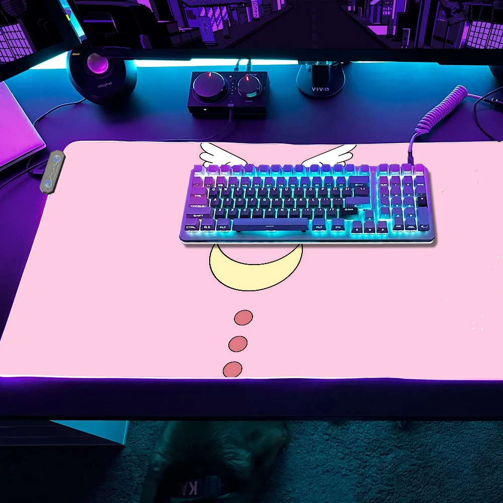 

Cardcaptor Card Gaming Anime MousePad LED Sakura Table Pads Backlit Rubber Desktop XXL RGB Desk Mats Magic Micro USB