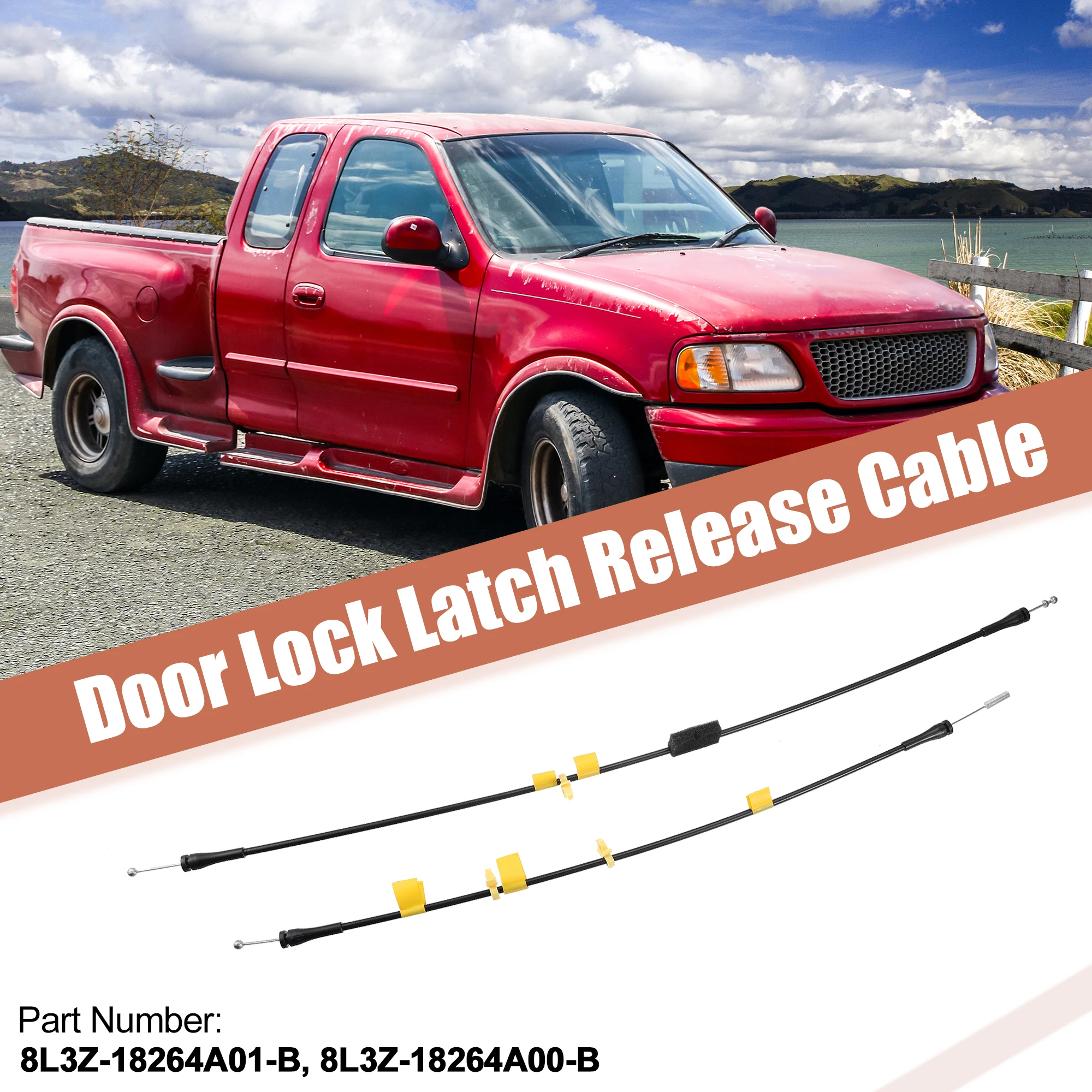 X Autohaux 2pcs Rear Upper Door Latch Release Cable for Ford F150 2004-2008 For Lincoln Mark LT 2006-2008 8L3Z-18264A00-B