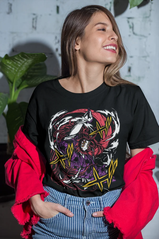 Kimetsu No Yaiba Anime Manga Kokushibo T-Shirt Demon Slayer Black Shirt