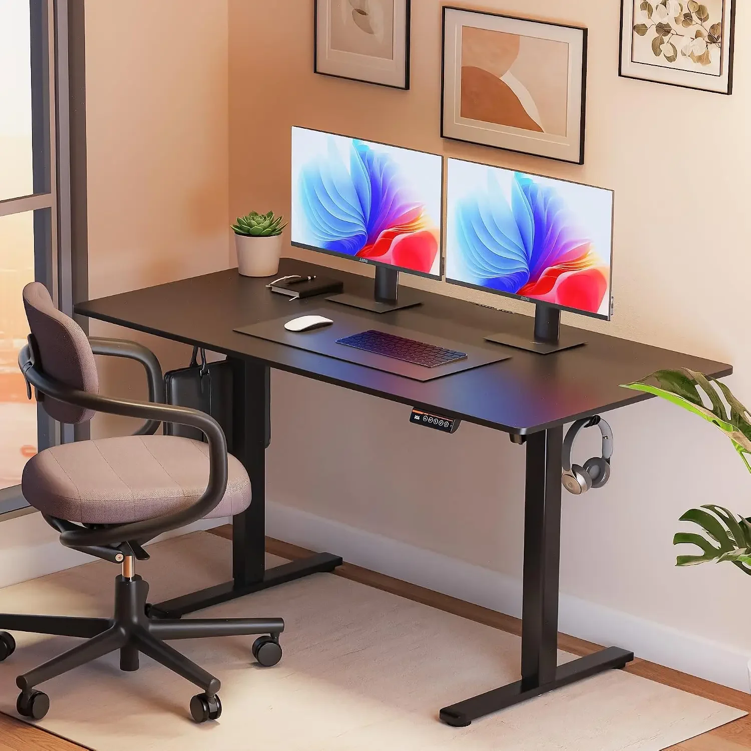 Dual-Motor Electric Standing Desk Frame, 39-63 in Adjustable, Frame Only | Fits 24-32 in deep desktops, 3 memory presets