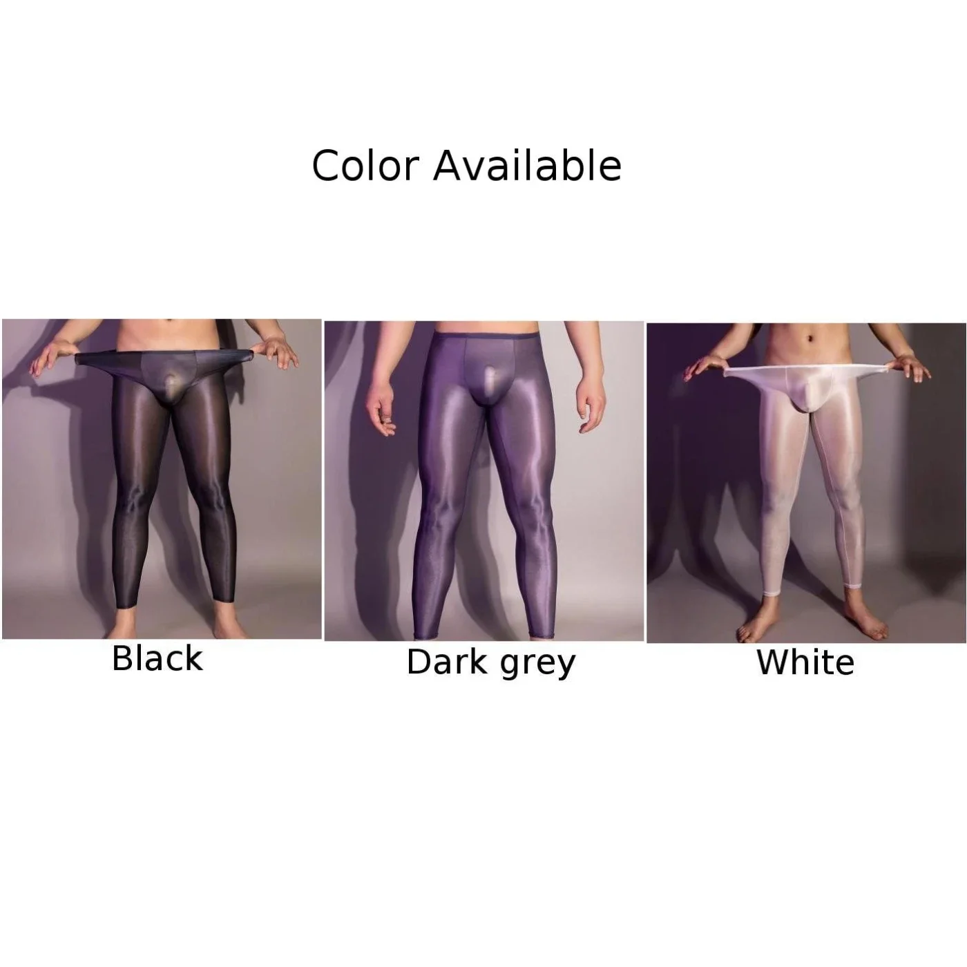 Mens Leggings Ultra Thin Shiny See Through Underwear Long Pants Skinny Transparent Gay Wear Shaping Temptation Trousers