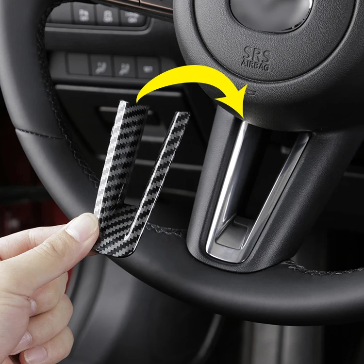 Estilo interior dos guarnições do volante da fibra de carbono para acessórios de Mazda 3 CX-30 CX30 CX-50 CX50
