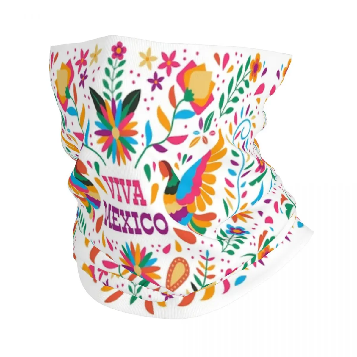 Mexican Mexico Flowers Texture Viva Bandana Neck Gaiter Windproof Face Scarf Cover Men Women Headband Tube Balaclava