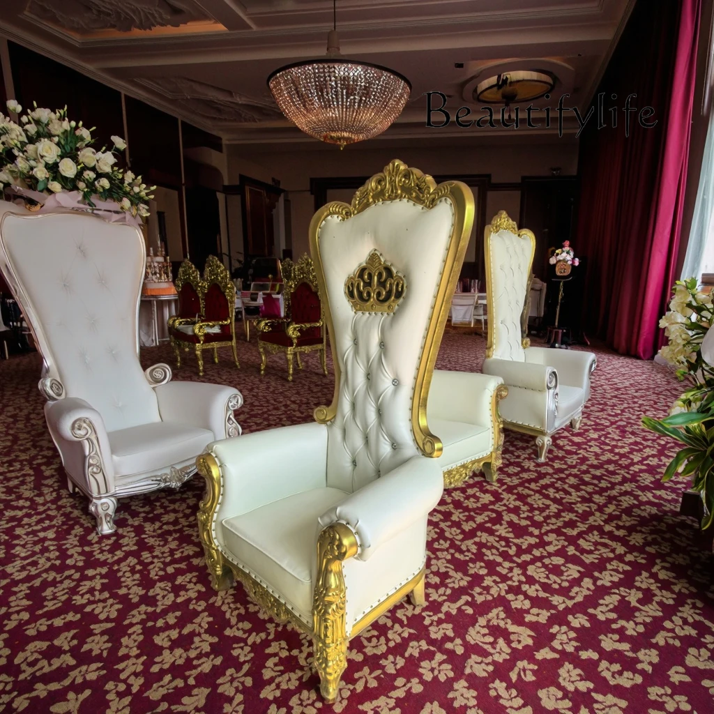 المبيعات الساخنة رخيصة الثمن الذهب الفاخرة الحدث الملكي العرش الملك نمط كرسي الزفاف مقاعد العروس والعريس #5