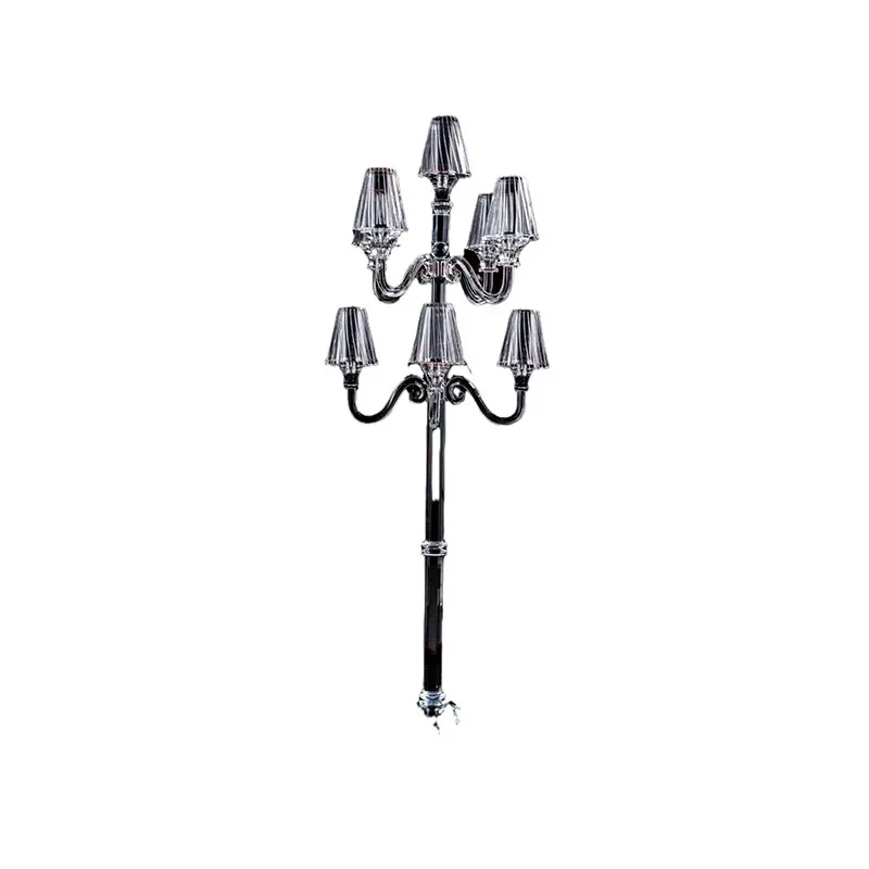 Cross-border tall European simple nine-head candle holder outdoor windproof crystal candle holder wedding props decorative light