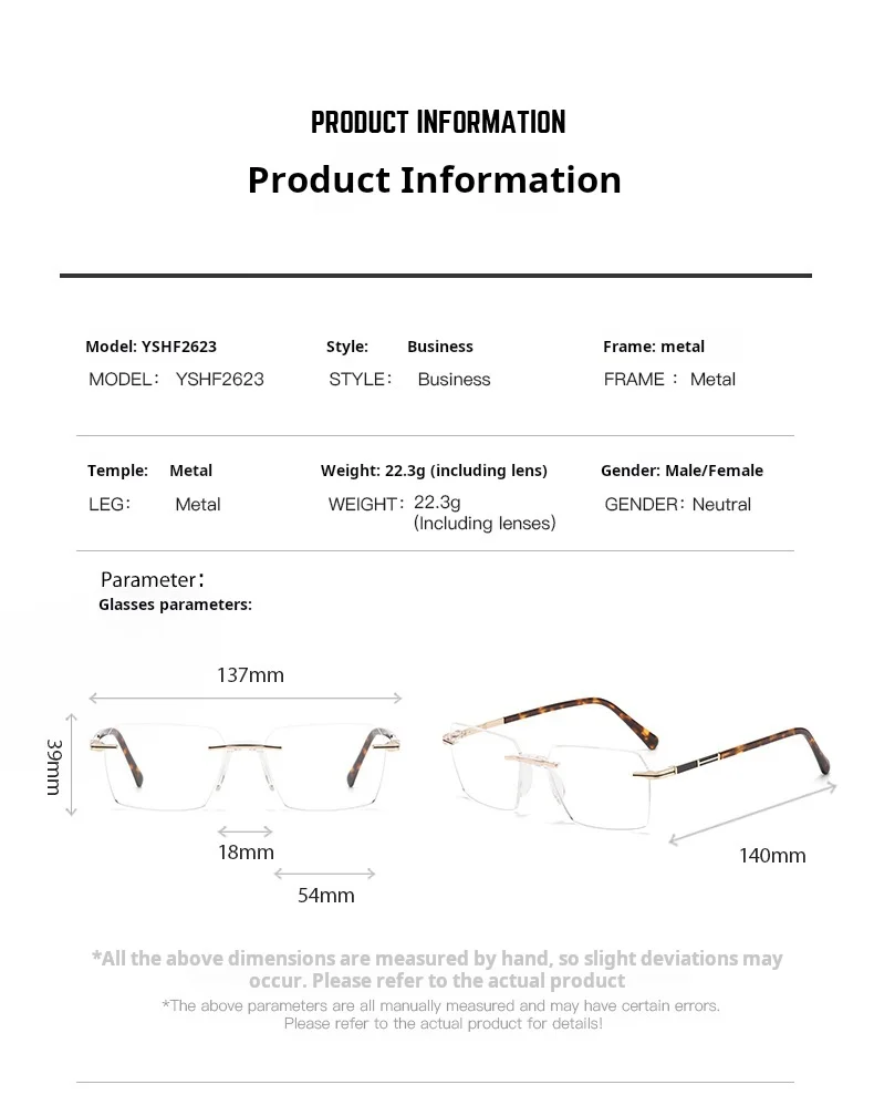Xbora 2623 Eyeglasses — Frame Dimensions & Sizing Chart
