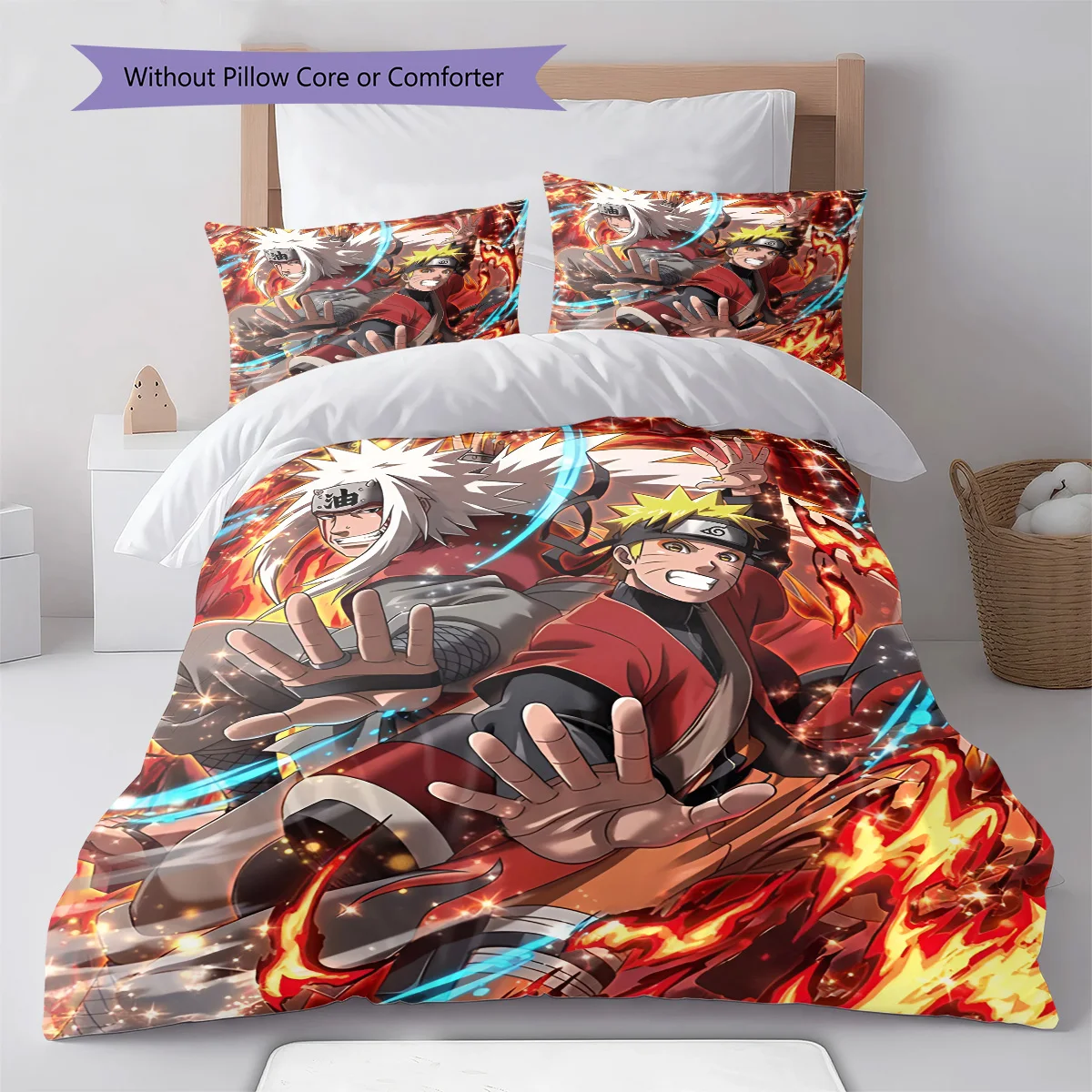 Naruto Dynamic Ninja Pose Bedding Set Anime Duvet Cover Polyester Soft Comforter Bedroom Set -QJY