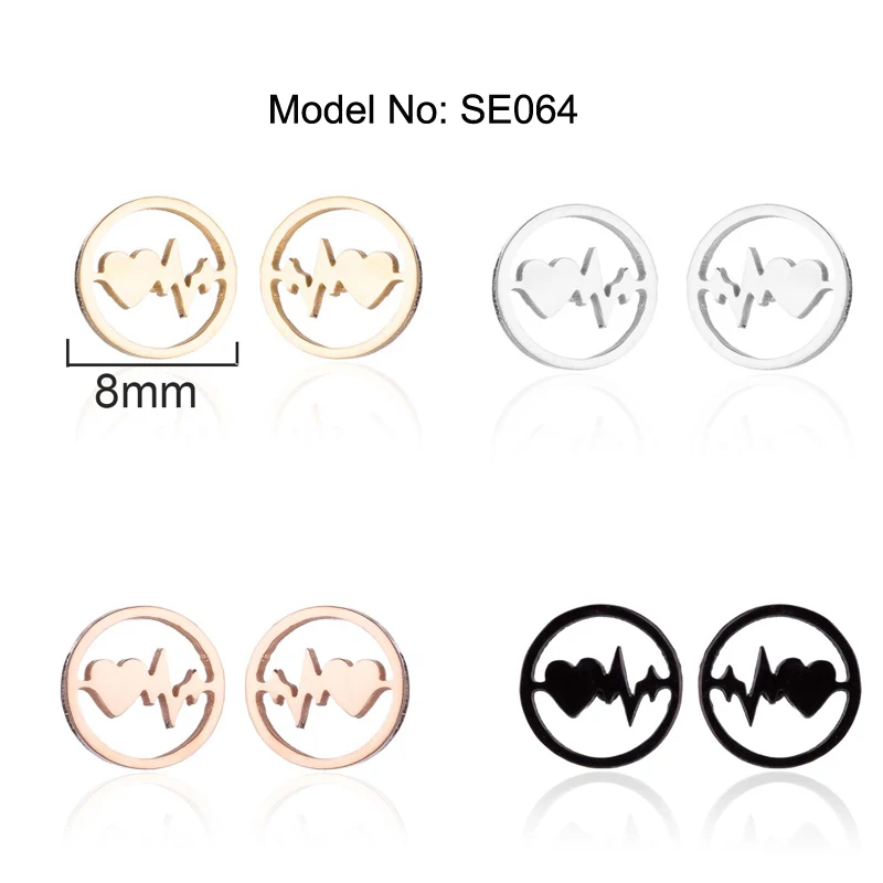 Stainless Steel Medical Medicine Earrings Stethoscope Electrocardiogram Heart Shape Stud Earring Nurse Doctor Jewelry Pendientes