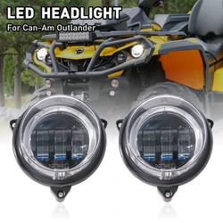 ONE PAIR LED Low Beam Headlights With Halo Ring DRL For Can-Am Outlander 500 650 800 850 1000 XMR STD XT XT-P 2012-2022