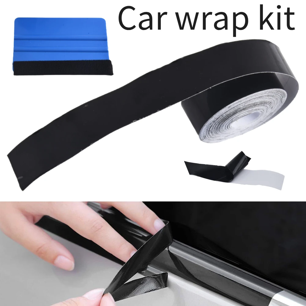 10M Car Film High Gloss Vinyl Wrap Kit For Black Out Chrome Delete For Trim 3CM 5CM Black Decorative Wrap Film Car Accessories