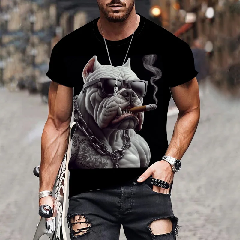 

Tropical Human Men's Short Sleeve T-shirt Animal Funky 3D Printed Crewneck Top Casual Black tees Loose Plus size 6XL Streetwear