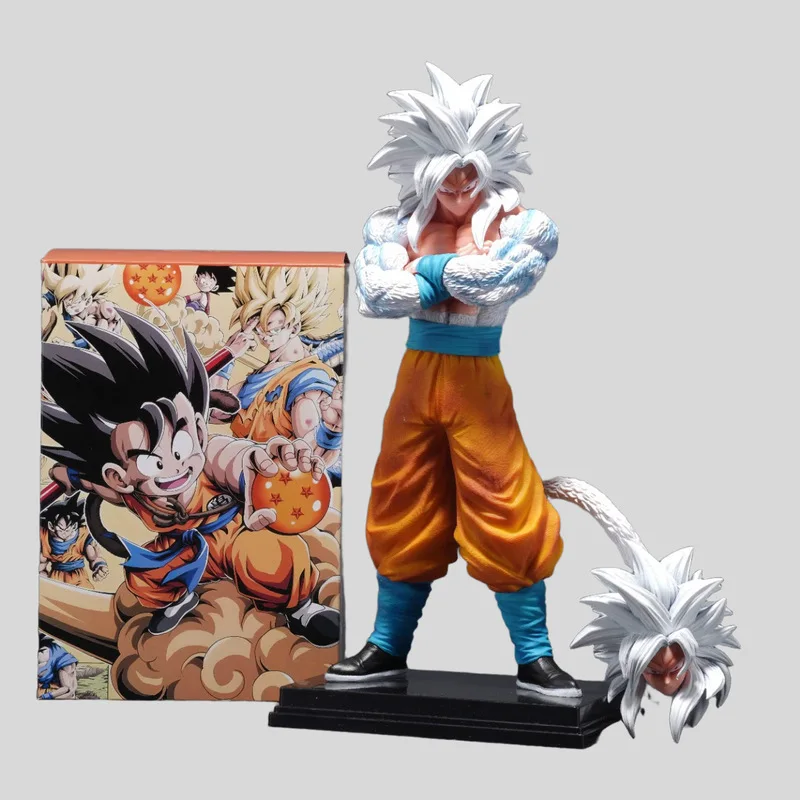 

Anime Dragon Ball White God Son Goku Figurine Super Saiyan Standing 2 Heads Ssj5 Goku Action Figures Pvc Model Toy Birthday Gift