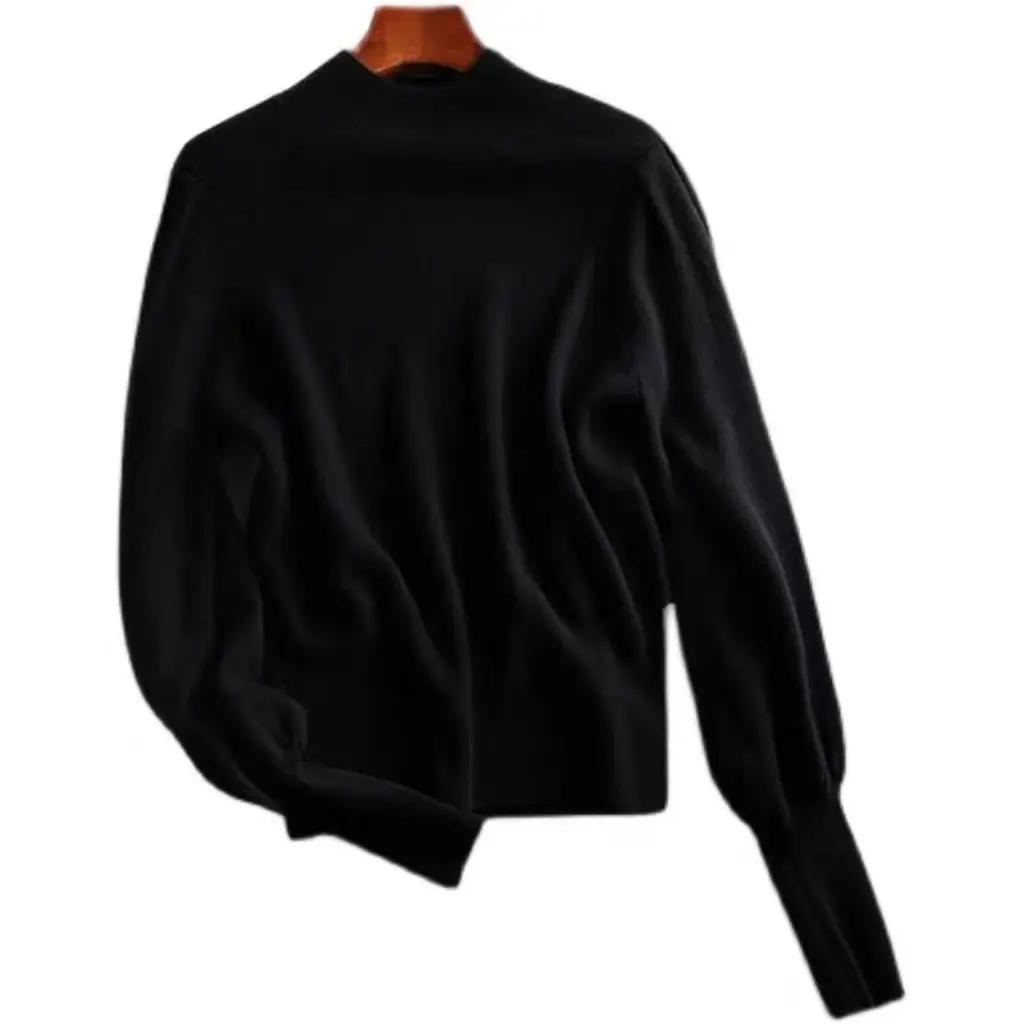 

Трикотаж в стиле принцессы для женщин с роговыми рукавами, весенний свободный утягивающий модный топ, женская модная верхняя одежда