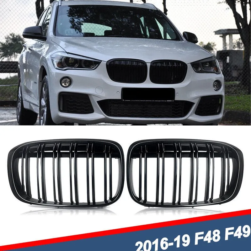 

For BMW X1 F48 F49 2016-2019 Glossy Black Front Kidney Hood Grille Grille Grill United States