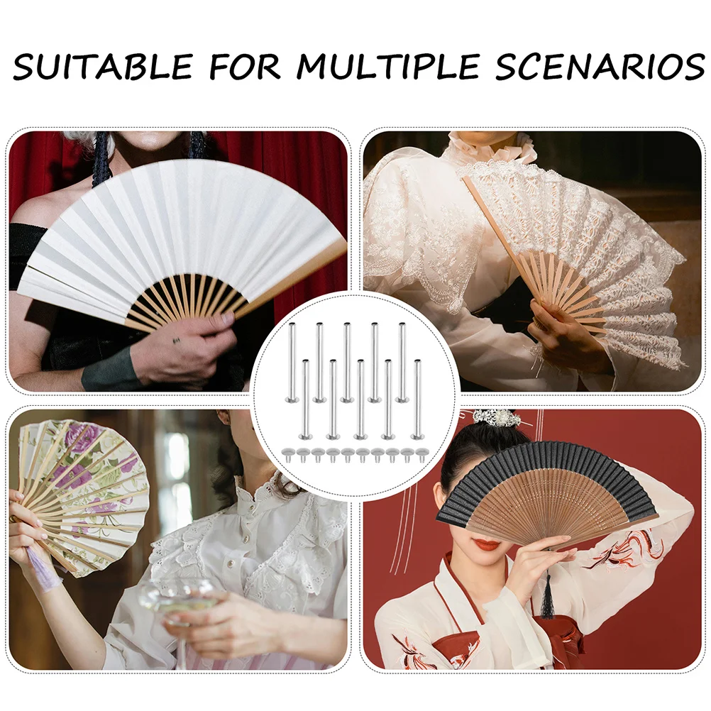 10 مجموعات سهلة التركيب اليد مروحة رمح المسامير والمكسرات طقم تصليح لمختلف المشجعين الفضة مروحة قابلة للطي المسامير رمح معدني المسامير #6