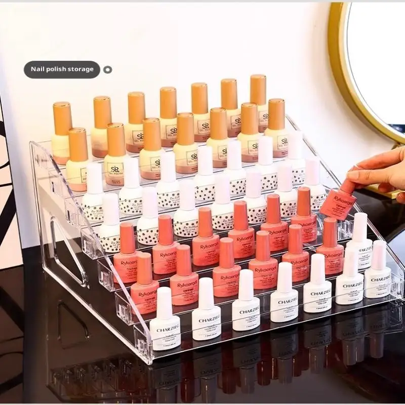 Présentoir à vernis à ongles multicouche transparent en acrylique, boîte de rangement pour rouges à lèvres, présentoir de comptoir en plastique pour salon de manucure et cosmétiques