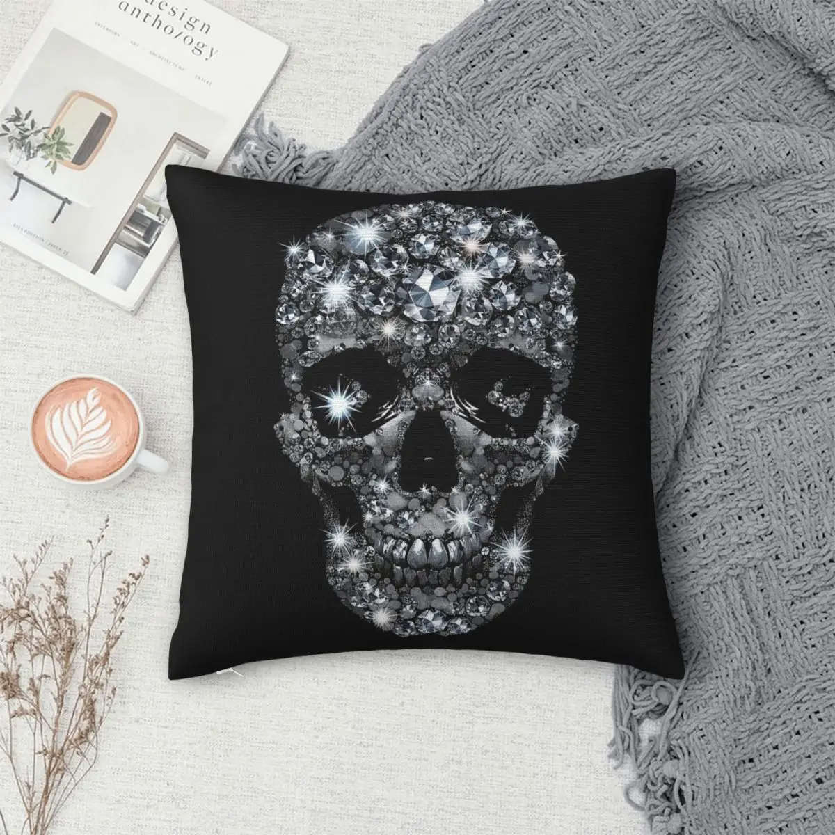 Skull Made Of Diamonds Pillowcase Soft Polyester Cushion Cover Decorative Pillow Case Cover Bed Square 18