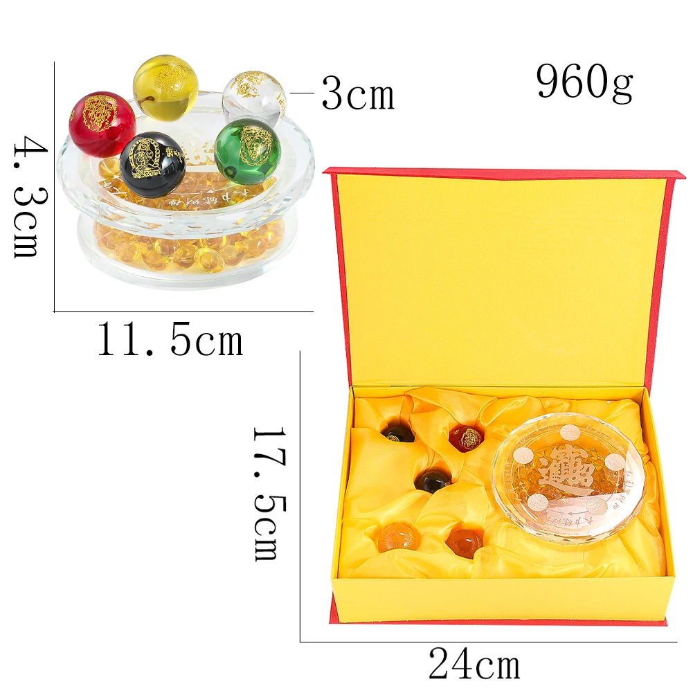 

Стеклянный хрустальный слиток Китайский персонаж Принесите деньги Сокровище Пять богов богатства Знак Психоческий декор Фэн-шуй Счастливая удача Дома