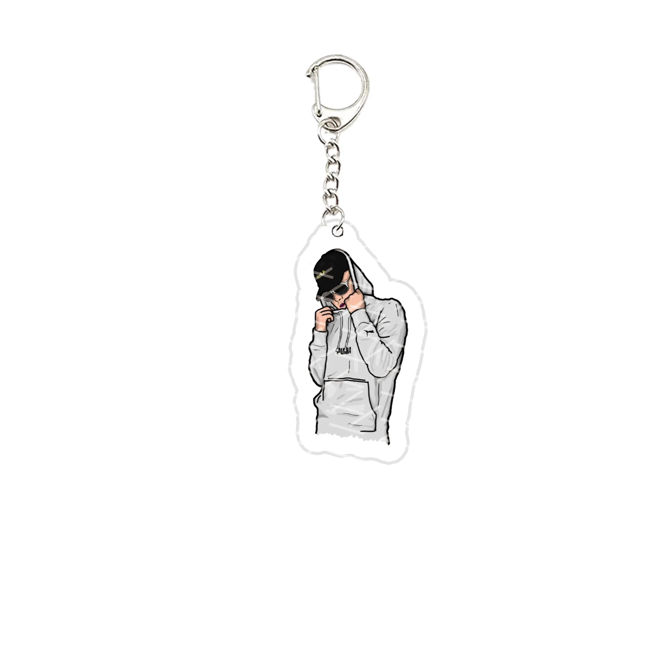 Acrylic Popular Rap Singer Duki Keychains for Accessories Bag Bzrp Trap Music Pendant Gaming Keyring Rockstar Fans Lovers Gifts