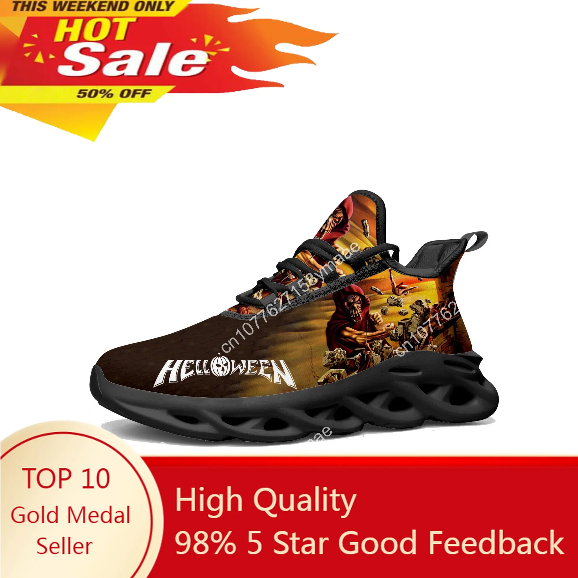 

Helloween Rock Band Flats Sneakers Mens Womens Sports Run Shoes High Quality Sneaker Customization Shoe Lace Up Mesh Footwear