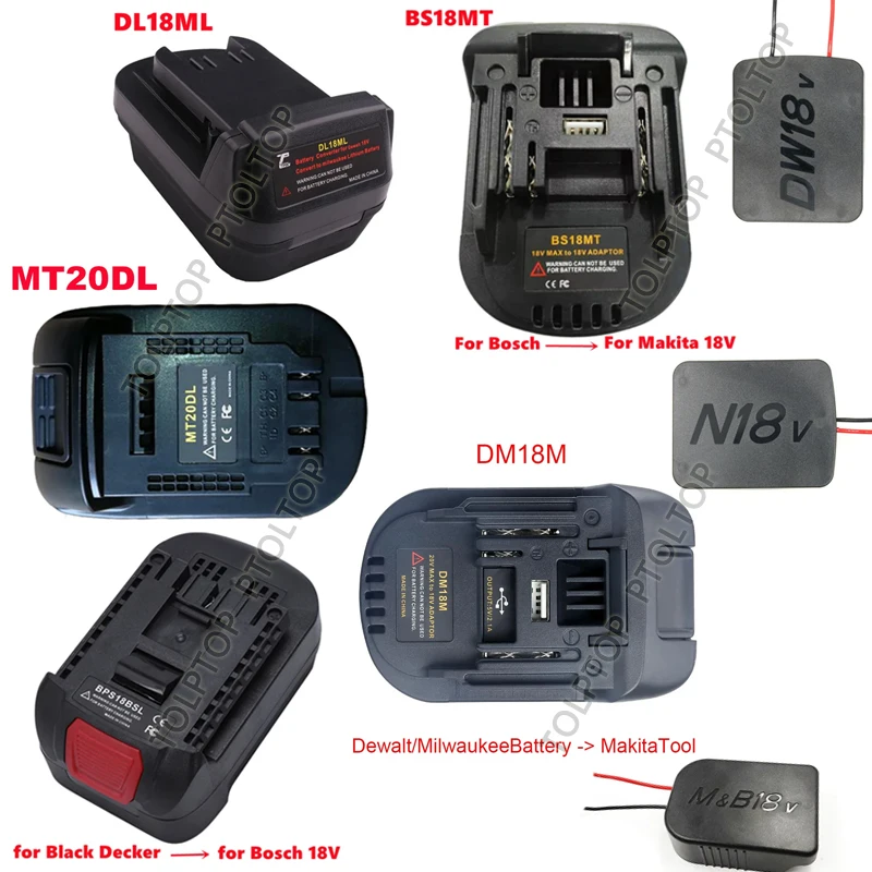 Konwerter Adapter narzędziowy mocy BS18MT do bateria do narzędzi Makita Bosch 18V li-ion/Milwaukee/Dewalt do narzędzia Ryobi/Metabo/Worx/Devon