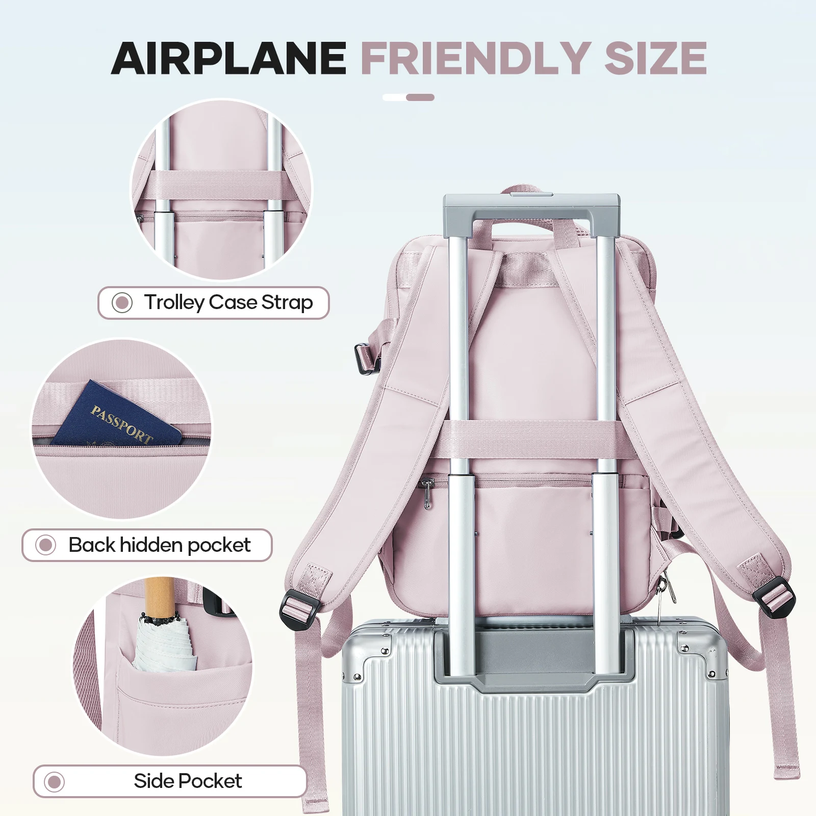 الطيران Ryanair 40x20x25 حقيبة الظهر أكياس تخزين الهواء فراغ مع حقيبة السفر للرجال والنساء، حقيبة المقصورة حقيبة الأعمال المحمول #6