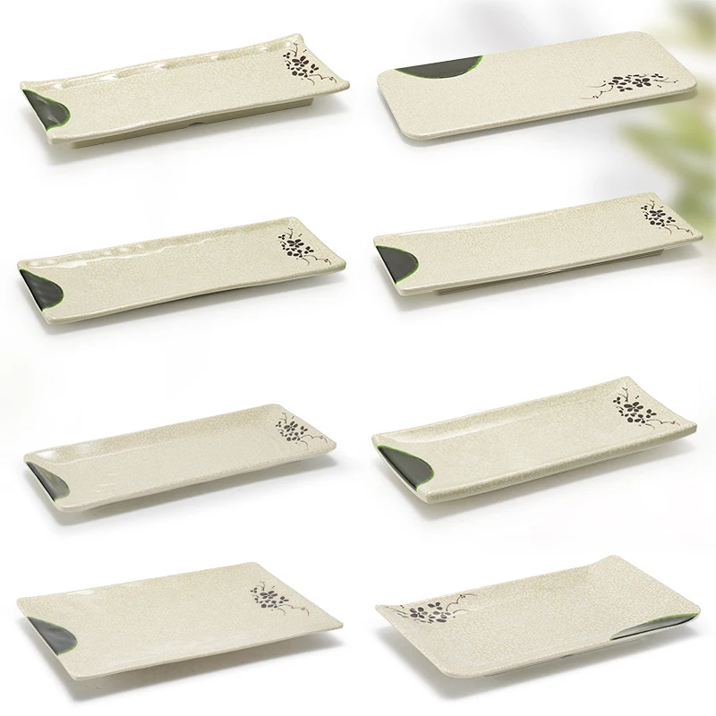 Prato Longo de Sushi Estilo Japonês Kaber, Acabamento Fosco Criativo, Prato Retangular de Madeira Composto para Uso Comercial
