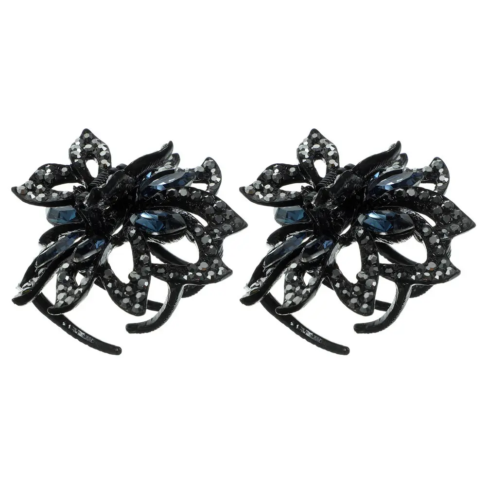 

2 шт. заколки-крабики для волос со стразами в виде цветка, удобные декоративные маленькие зажимы для женщин, для длительного ношения, для вечеринок