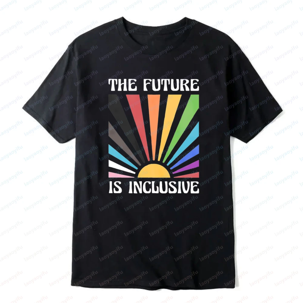 Gay Pride T Shirt for Men Rainbow LGBT Shirt Pride Flags Tshirts Tops LGBTQ+ Equality Slogan Printed Tshirt Unisex Cotton Tee