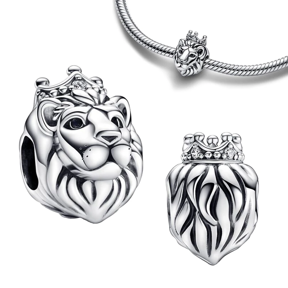 Silver Colour Regal Lion Charm Fit Pandora Charms Silver Colour Original Bracelet for Jewelry Making