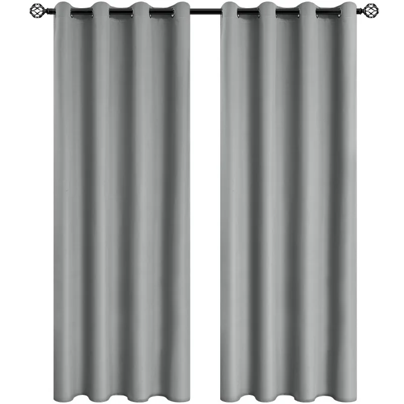 2-Panels 100% Blackout Solid Curtains, Window Curtains for Living Room, Bedroom, Kitchen, Prevent Ultraviolet Rays Draps