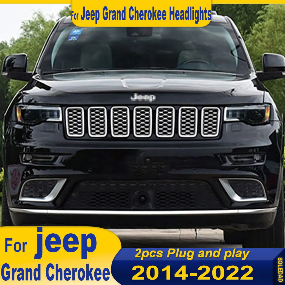 A Pair Car Headlights for JEEP Compass 2014-2022 Headlights with DRL Projector Lens Front Bumper Head Lights Plug and Play
