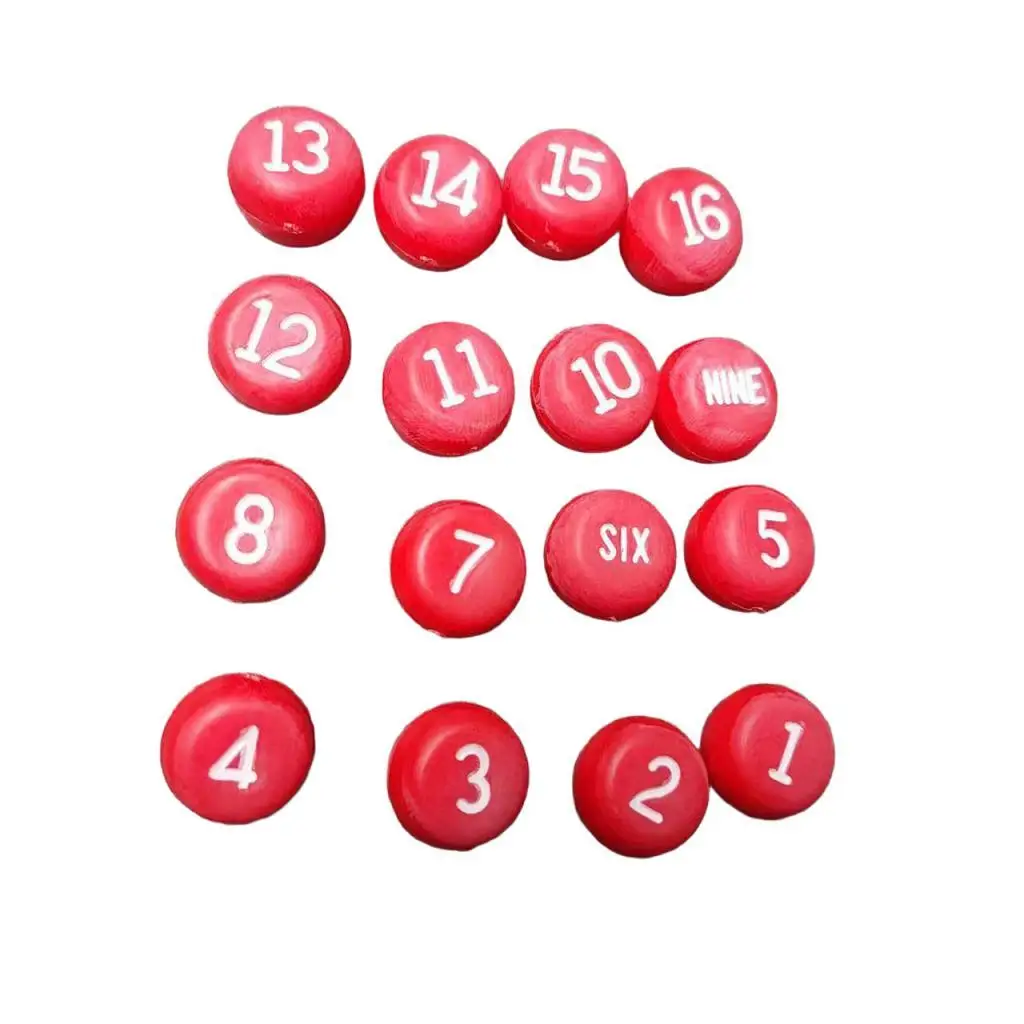 

2x Tally Balls Pool Dice Red with White Number Billiards Number Dice Tally Ball Set