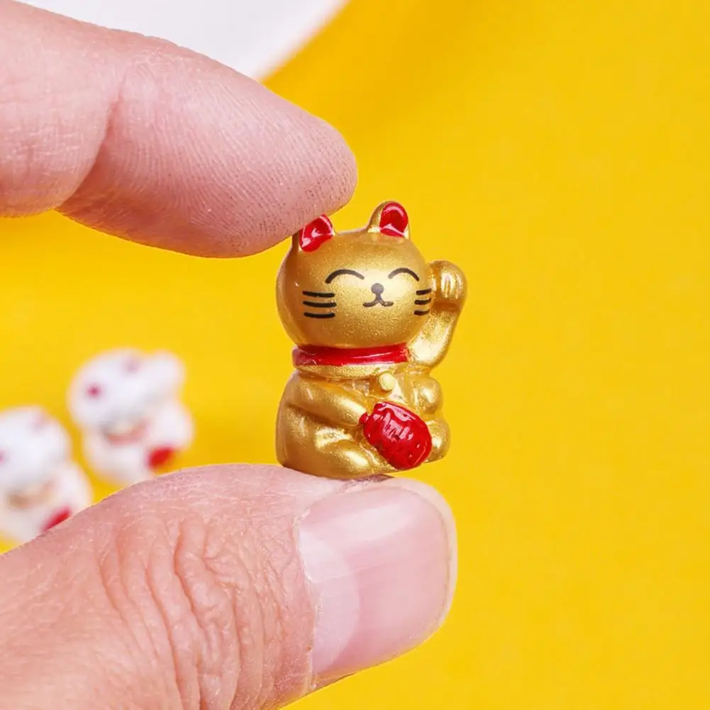 Mahjong Table Decoration 10pcs Mini Lucky Cat Figurines Resin Beckoning Cat Ornaments Prosperity Maneki Statues for Mahjong