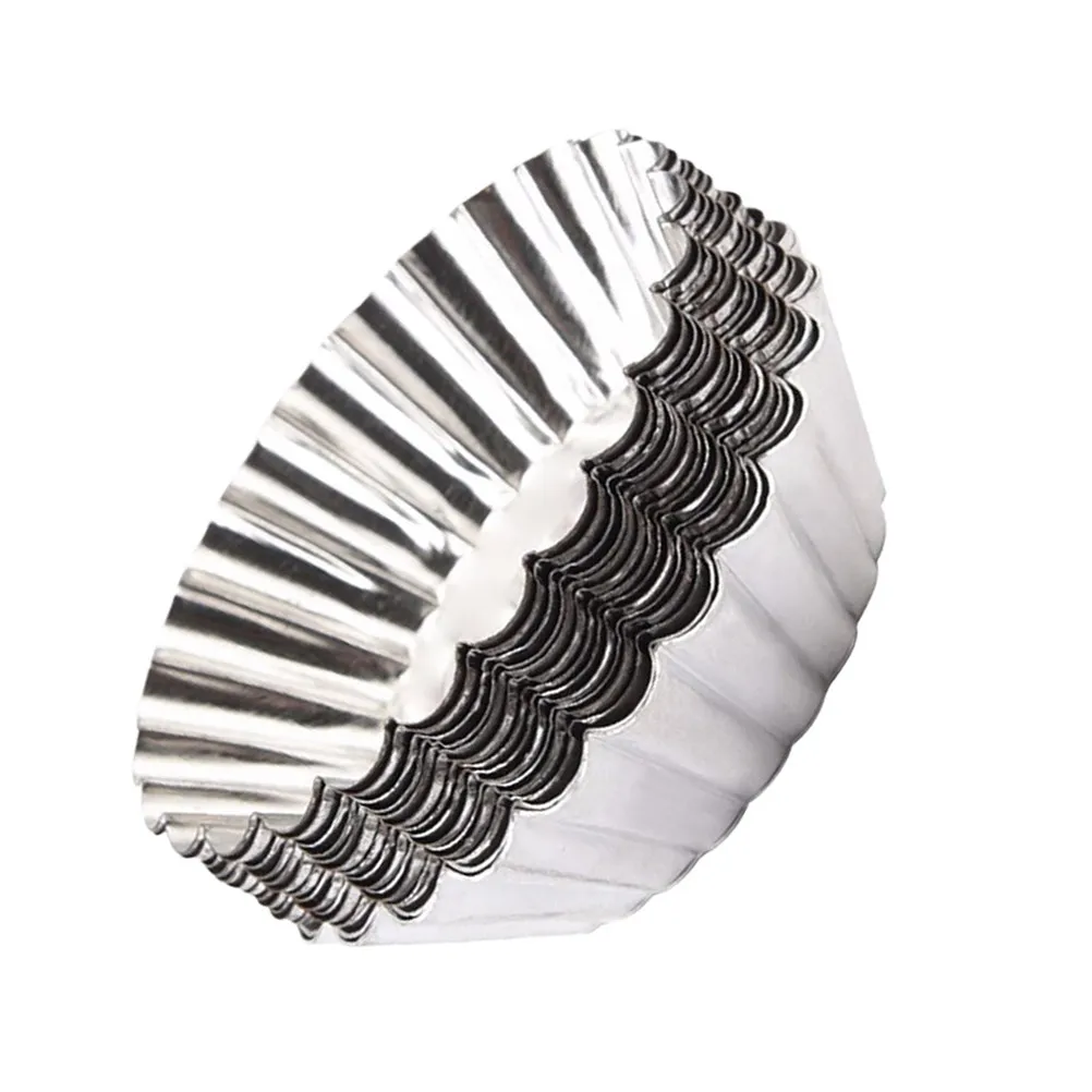 20Pcs Metal Egg Tart Mold Cups Flat Bottom Tinplate Baking Molds Heat Conductive Reusable for Mini Cupcakes Muffins Custard