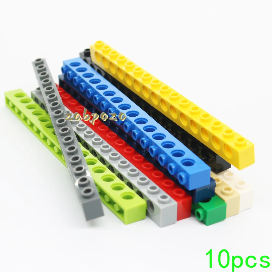 10PCS MOC 3703 1x16 With Holes Building Blocks Kit High-Tech Bridge House Bricks EducationalDIY Toys Children Birthday Kid Gifts