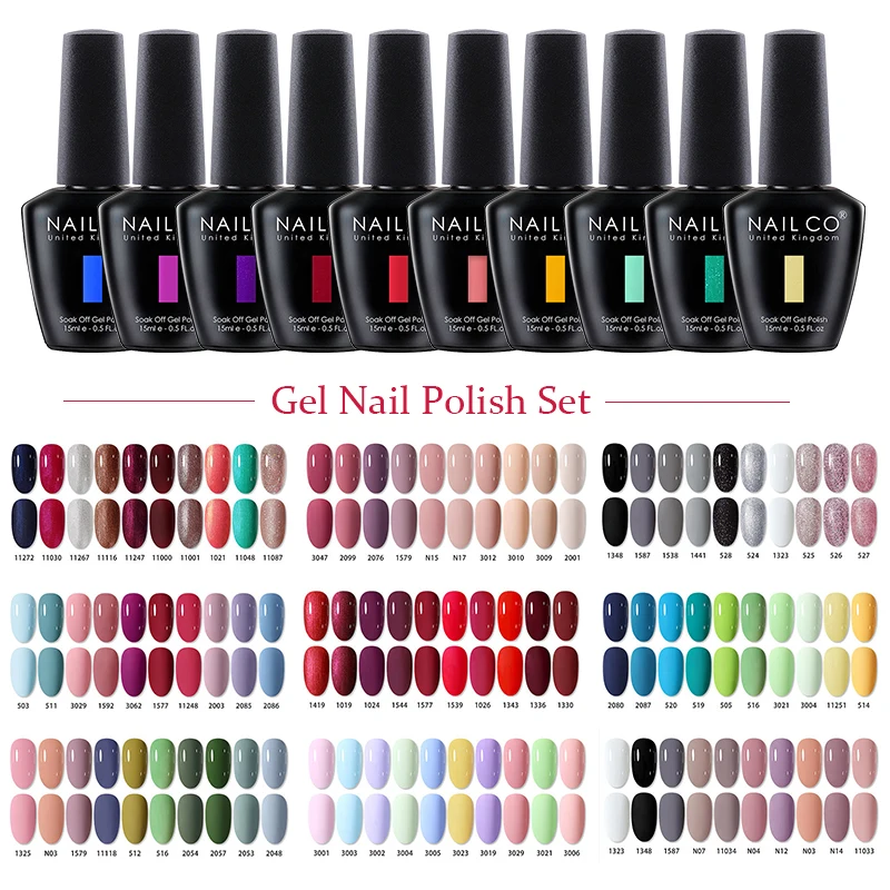 

NAILCO 10/20/30 шт. Набор гель-лаков для ногтей 15 мл HEMA TPO БЕСПЛАТНО полуперманентные классические цвета лаки для дизайна ногтей для дизайна маникюра