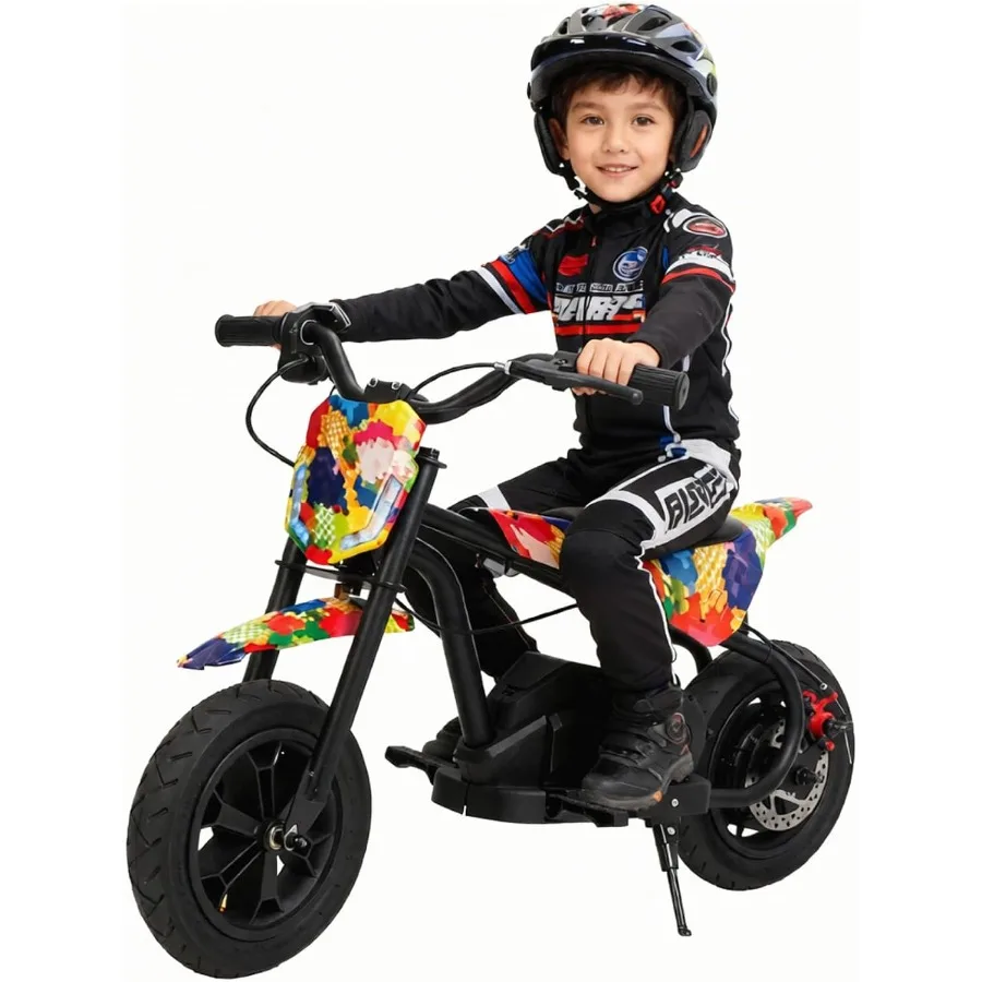 24V Electric Dirt Bike 250W 15Mph Battery Powered Motorcycle - Dirtbike with Twist Grip Throttle Metal Suspension for 8-14 Load