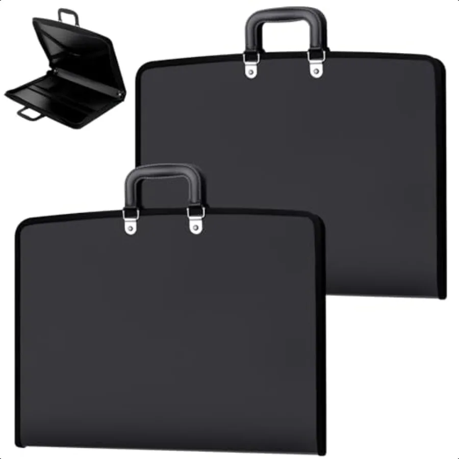 

2 Pack 11x17 Portfolio Folder for Artwork Storage Art Portfolio Case Painting Document Organizer with Handle and Zipper Closure