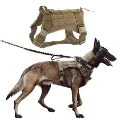 Arnés táctico para perro, Collar de correa para perros medianos y grandes, chaleco militar para mascotas, servicio ajustable, arneses para perros para entrenamiento y caminar