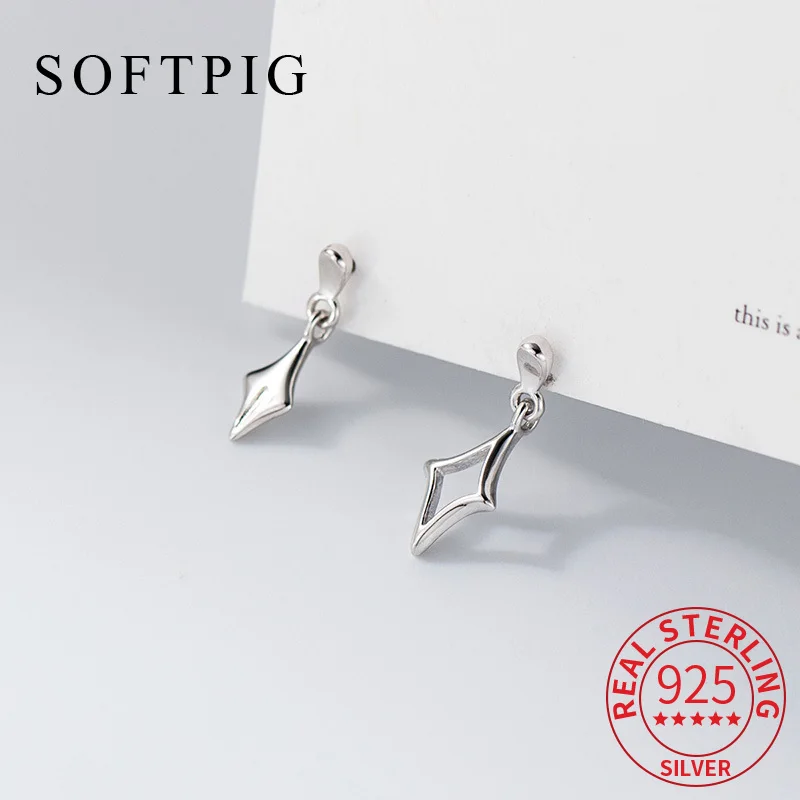 

SOFTPIG Real 925 Sterling Silver Asymmetric Hollow Star Stud Earrings for Women Classic Fine Jewelry Minimalist Accessory