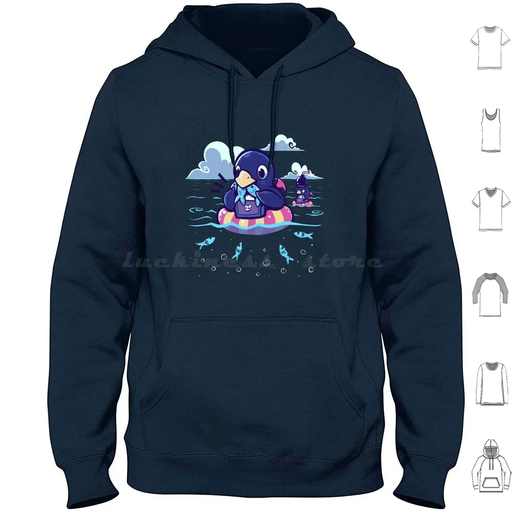 Summer Sardine Feast Hoodie cotton Long Sleeve Disgaea Prinny Dood Penguin Summer Summer Designs Sea Cute Fishy Sardines Video