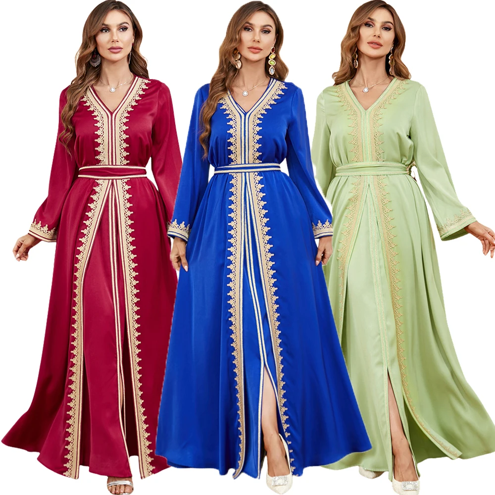 

Dubai Abaya for Women Dress 2 Piece Set A-line Abayas Party Dress Kimono Morocco Kaftan Saudi Arab Vestidos Gown Kaftan Islamic