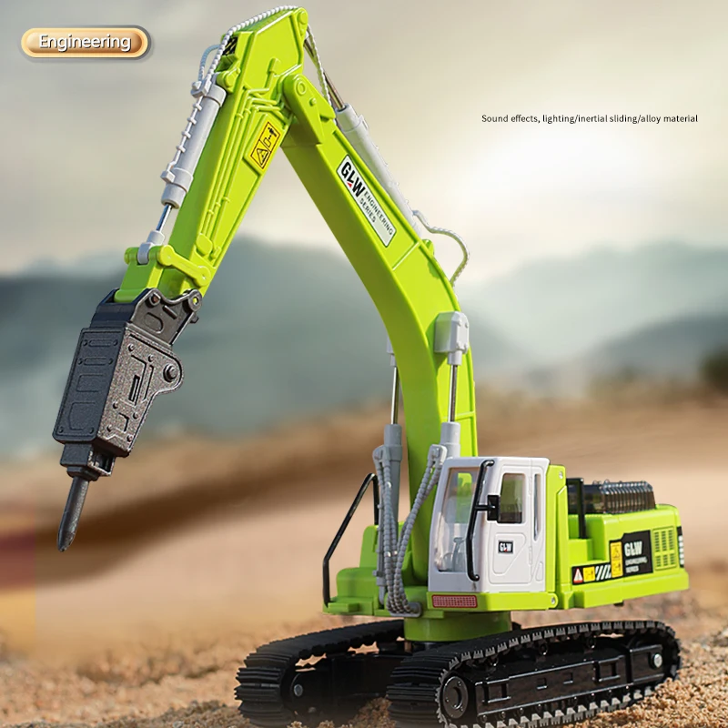 آلة الحفر سبيكة + البلاستيك دييكاست لعبة نموذج الهندسة الصوت ضوء التراجع البناء جمع الهدايا للأطفال