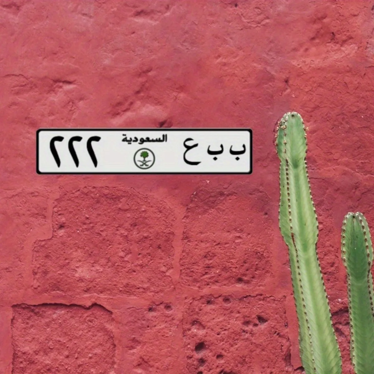 Schlankes Saudi-Nummernschild aus Metall |   40 cm/16 Zoll |   Auto-/Heimdekoration (nur Dekor)
