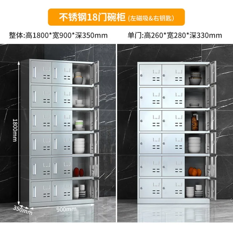 Home Customized stainless steel canteen pantry cabinet multi-door locker school restaurant lock cabinet staff lunch box locker
