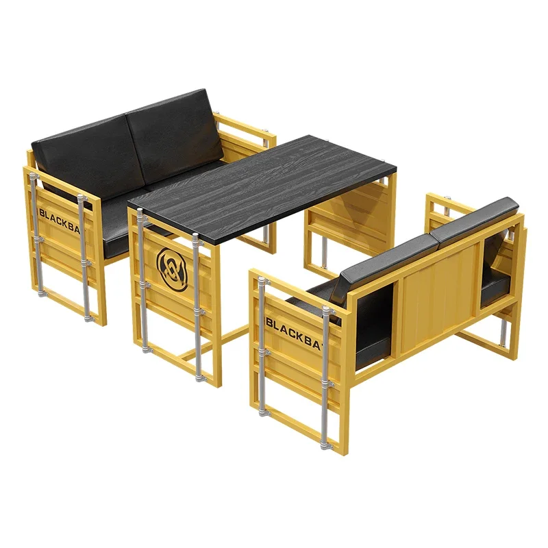 

Industrial style table and chair combination Internet celebrity creative milk tea shop cafe gym barbecue shop barbecue shop