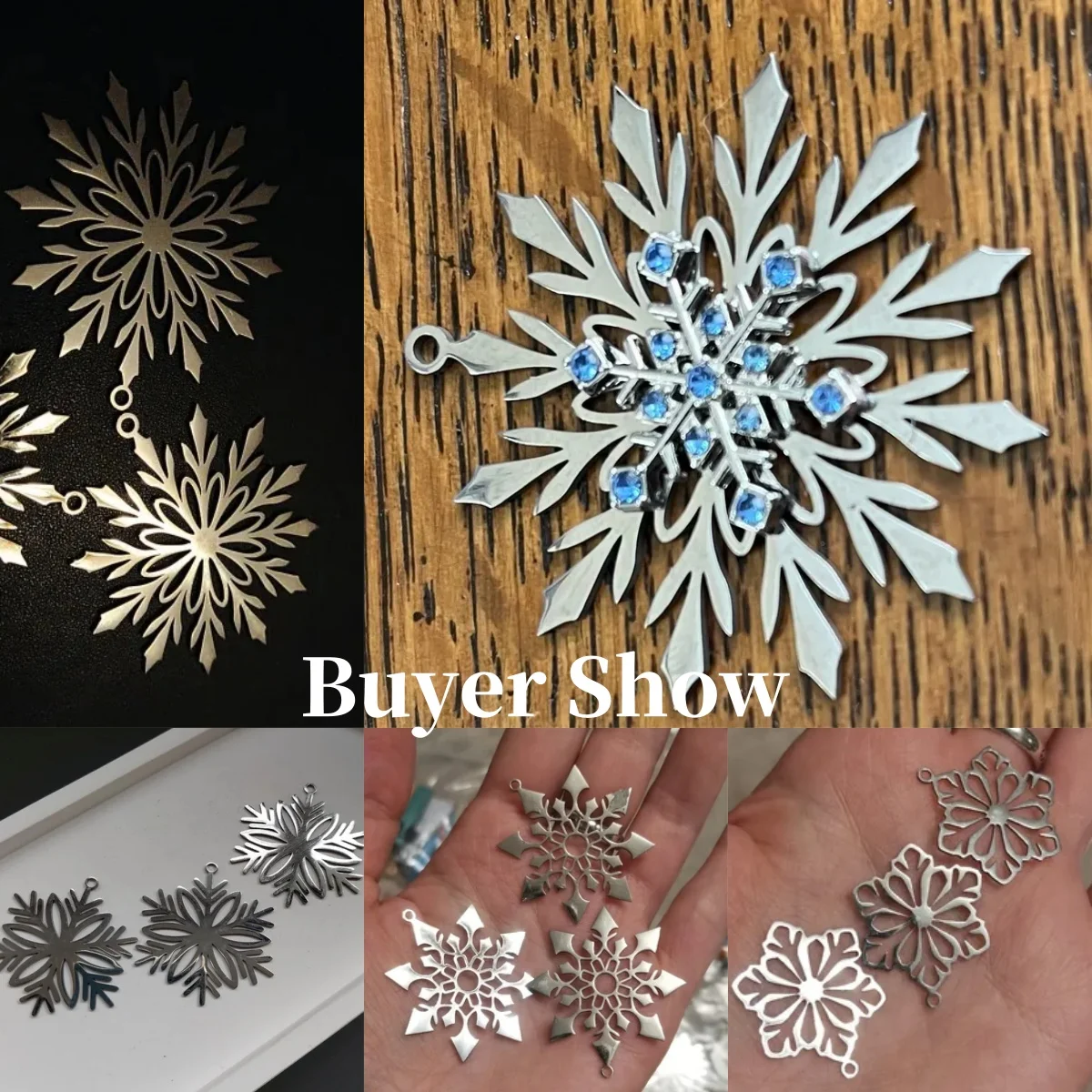 3pcs Exquisite Snowflake Charms for Jewelry Making DIY Craft Tassels Earrings Necklace Women Christmas Stainless Steel Pendant