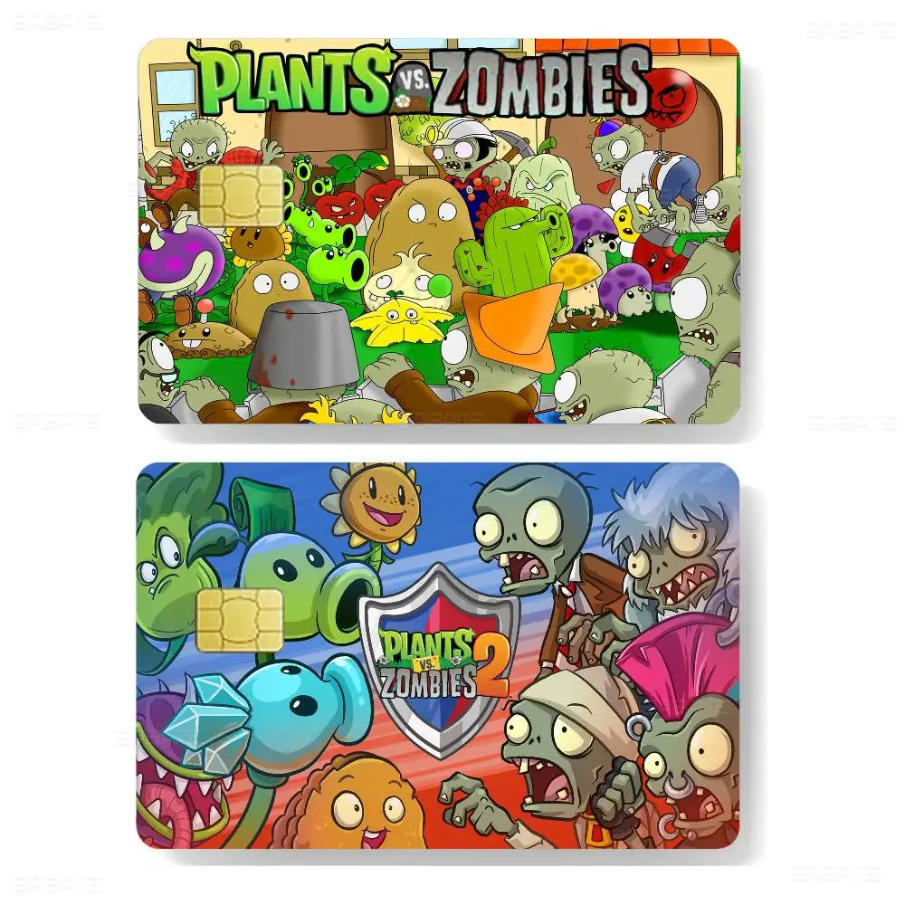 P-Plants-vs Cartoon Z-ZombieS Game Anime Sticker Film Skin Cover Case for Small Large No Chip Debit Credit Card Front Side